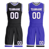 Custom Black Blue Classic Style Reversible Basketball Uniform Personalized COOLMAX BBJR-D017036